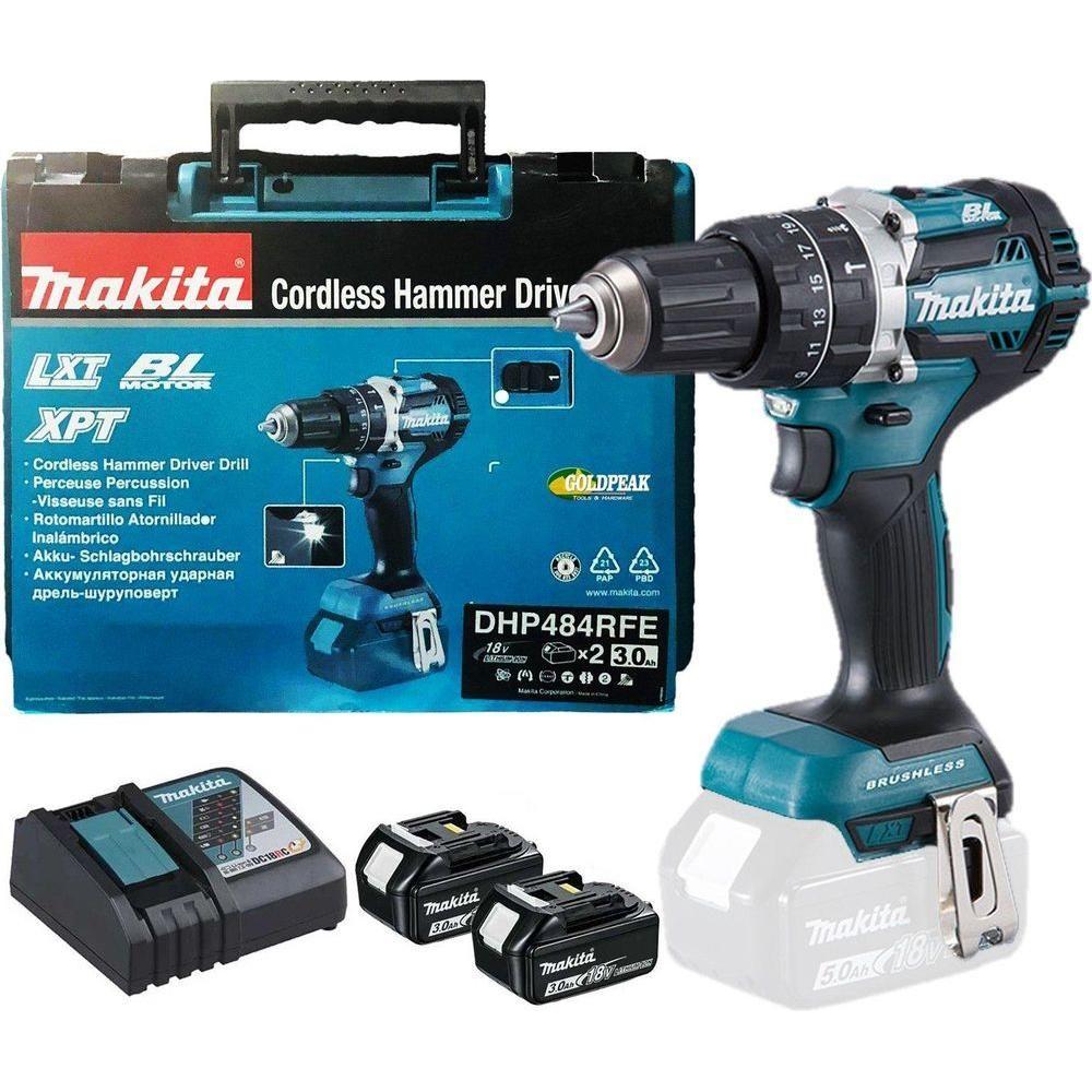 Makita DHP484RFE Cordless Brushless Hammer Drill (LXT-Series) - Goldpeak Tools PH Makita Makita DHP484RFE Cordless Brushless Hammer Drill (LXT-Series) - Goldpeak Tools PH Makita